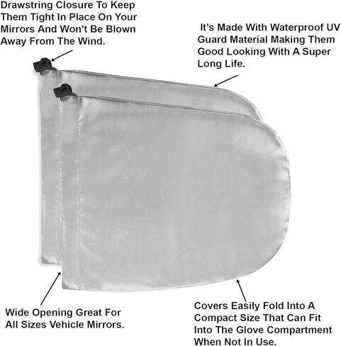 أغطية مرآة الرؤية الجانبية المقاومة للماء من Lebogner، تحمي من الثلج والجليد والصقيع وسقوط الطيور، حجم مثالي يناسب السيارات وسيارات الدفع الرباعي والشاحنات والشاحنات الصغيرة، وإكسسوارات السيارات الشتوية، مجموعة من قطعتين، فضي in Kuwait