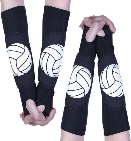 Bonuci 2 أزواج من الأكمام الكرة الطائرة للفتيات الكرة الطائرة حارس المعصم الكرة الطائرة وسادات الكوع تمرير الأكمام الساعد حامي اليد الكرة الطائرة مع وسادة حماية وفتحة الإبهام للشباب النساء الرجال in Kuwait