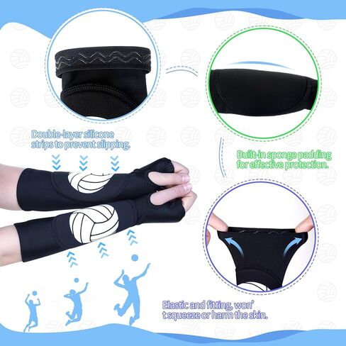 Bonuci 2 أزواج من الأكمام الكرة الطائرة للفتيات الكرة الطائرة حارس المعصم الكرة الطائرة وسادات الكوع تمرير الأكمام الساعد حامي اليد الكرة الطائرة مع وسادة حماية وفتحة الإبهام للشباب النساء الرجال in Kuwait