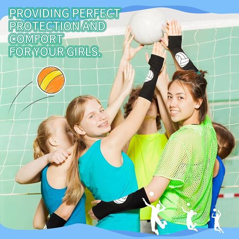Bonuci 2 أزواج من الأكمام الكرة الطائرة للفتيات الكرة الطائرة حارس المعصم الكرة الطائرة وسادات الكوع تمرير الأكمام الساعد حامي اليد الكرة الطائرة مع وسادة حماية وفتحة الإبهام للشباب النساء الرجال in Kuwait