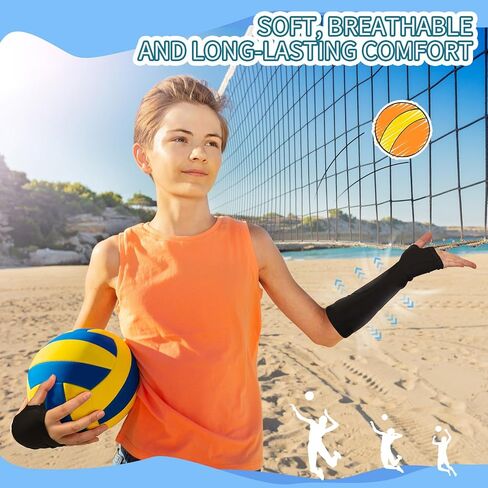 Bonuci 2 أزواج من الأكمام الكرة الطائرة للفتيات الكرة الطائرة حارس المعصم الكرة الطائرة وسادات الكوع تمرير الأكمام الساعد حامي اليد الكرة الطائرة مع وسادة حماية وفتحة الإبهام للشباب النساء الرجال in Kuwait