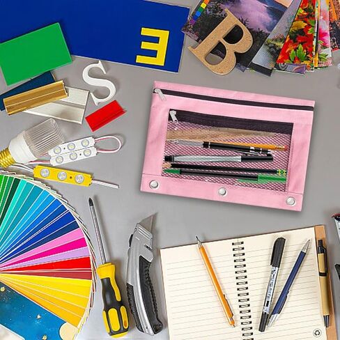 4 قطع حقيبة أقلام رصاص، حافظة أقلام رصاص مع 3 فتحات، حقيبة مقلمة مزدوجة بسحاب للمكاتب in Kuwait