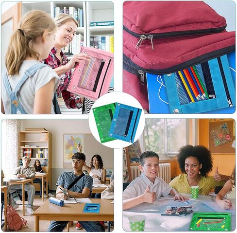 4 قطع حقيبة أقلام رصاص، حافظة أقلام رصاص مع 3 فتحات، حقيبة مقلمة مزدوجة بسحاب للمكاتب in Kuwait