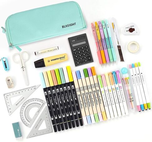 حافظة أقلام ذات سعة كبيرة، حقيبة أقلام رصاص للمدرسة والكلية والمكتب، متعددة الوظائف حقيبة قرطاسية لمستحضرات التجميل وحقيبة منظم للفتيات المراهقات والأولاد والرجال والنساء البالغين باللون الوردي in Kuwait