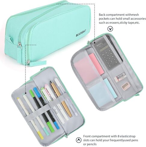 حافظة أقلام ذات سعة كبيرة، حقيبة أقلام رصاص للمدرسة والكلية والمكتب، متعددة الوظائف حقيبة قرطاسية لمستحضرات التجميل وحقيبة منظم للفتيات المراهقات والأولاد والرجال والنساء البالغين باللون الوردي in Kuwait