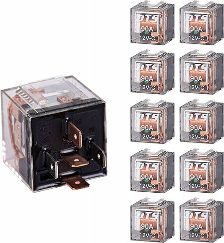 DTS جديد 5 دبوس 12 فولت 90 أمبير مرحل 87a-87 مع تشغيل/إيقاف تشغيل السيارة LED عادة مفتوحة سيارة شاحنة قارب SPST مرحلات عالية الطاقة موديل 14VDC | مجموعة من 10 in Saudi Arabia