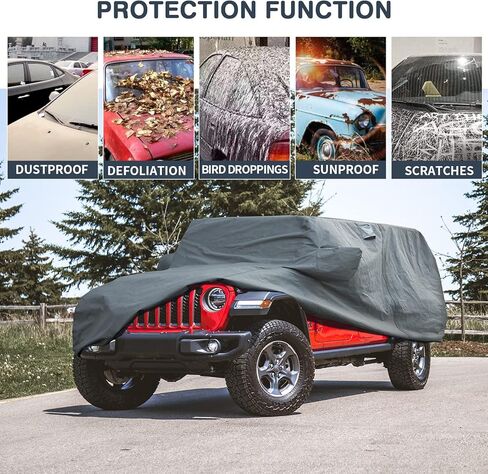 غطاء سيارة جيب من شركة Leader Accessories مقاوم للماء في جميع الأحوال الجوية مع باب بسحاب واثنين من الأشرطة الإضافية المقاومة للرياح بطول 23 قدمًا ونافذة تهوية الهواء تناسب السيارات حتى 192.2 بوصة in Kuwait