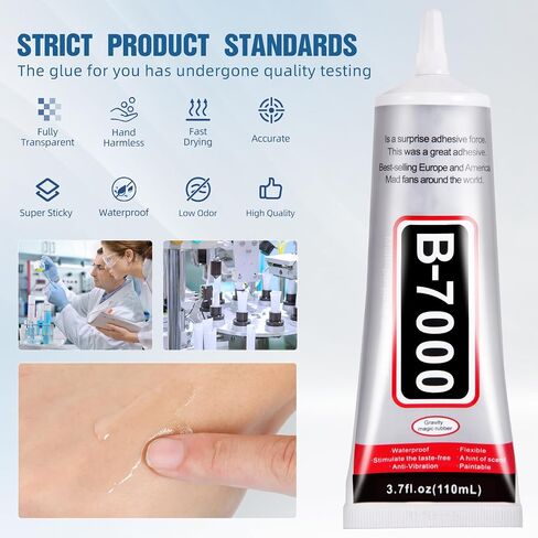 110 مل B7000 غراء أحجار الراين اللاصق للحرف اليدوية، غراء B7000 شفاف مع موزعات الغراء وأداة قلم التنقيط، غراء مجوهرات متعدد الأغراض للقماش DIY أحذية المكياج اليدوية صناعة المجوهرات فن الأظافر in Kuwait