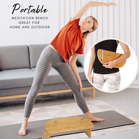 مقعد التأمل هايهيلر - كرسي تأمل من الخيزران قابل للطي ومريح، مقعد صلاة قوي مع وسادة للتأمل، مريح للركوع، مثالي للتأمل العميق، هدايا فريدة للنساء والرجال in Kuwait