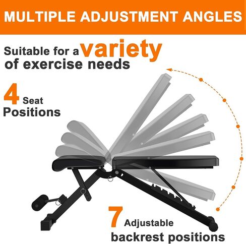 مقعد قابل للتعديل للوزن، مقعد تمرين سريع الطي للمنزل، صالة الألعاب الرياضية، الدمبل، تمرين القوة، مقعد تدريب القوة لتمرين الجسم بالكامل، مقعد تمرين مسطح منحدر in Kuwait