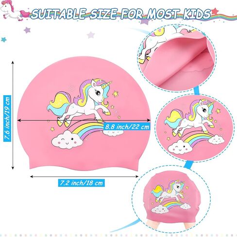 Unittype 2 Pieces Swim Caps for Kids Unicorn Silicone Swimming Hat Age 2-14 Waterproof Unisex Bathing Cap for Long and Short Hair Children Girls Boys Toddler in Saudi Arabia