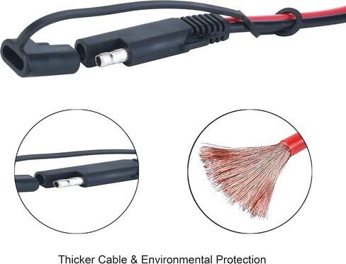 AEISVIK Battery Charging Cables SAE TO SAE 12V-24V Quick Disconnect Extension Cable 2 Pin With Dust Cap DC Connection Cord Plug 12 Feet 16AWG Gauge for Camp Trailer Solar Panels Battrey in Saudi Arabia