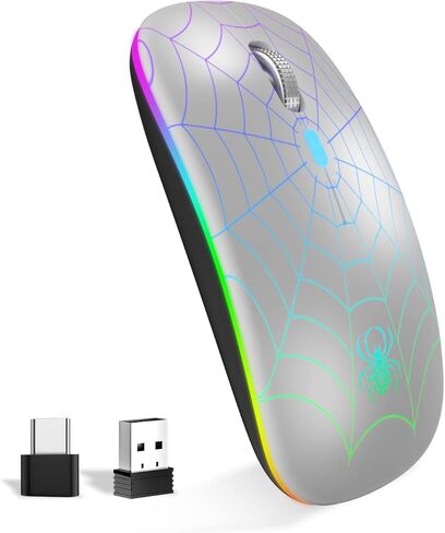 MMK Wireless Bluetooth Mouse, Bluetooth 5.1 LED Wireless Mouse for Laptop, 1600 DPI, Silent Quiet Clicks Wireless Computer Mice for Laptop, Tablet, iPad, PC, Computer, Notebook - Black in Kuwait