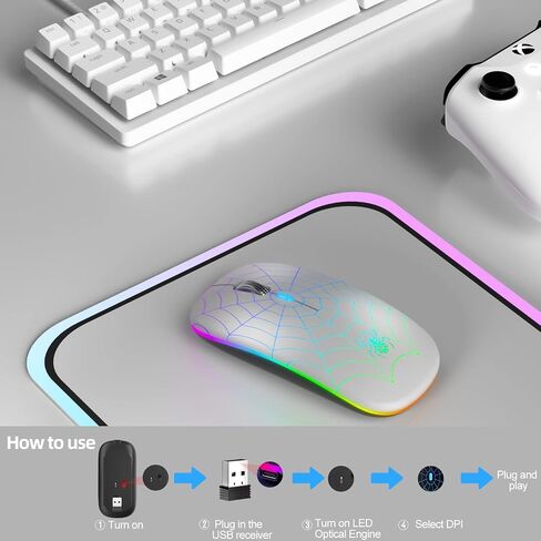 MMK Wireless Bluetooth Mouse, Bluetooth 5.1 LED Wireless Mouse for Laptop, 1600 DPI, Silent Quiet Clicks Wireless Computer Mice for Laptop, Tablet, iPad, PC, Computer, Notebook - Black in Kuwait