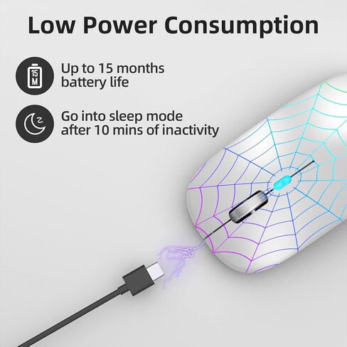 MMK Wireless Bluetooth Mouse, Bluetooth 5.1 LED Wireless Mouse for Laptop, 1600 DPI, Silent Quiet Clicks Wireless Computer Mice for Laptop, Tablet, iPad, PC, Computer, Notebook - Black in Kuwait