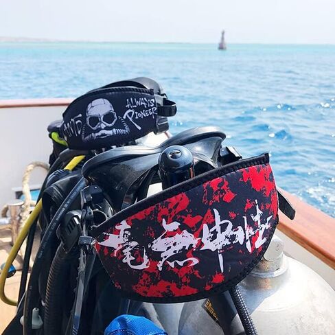 Scuba Diving Mask Strap Cover with Hook and Loop Fastener Neoprene Wrapper for Dive Snorkel Velcro Closure Two Side Patters Flag CCR Patterns, Black, 7.5"/19cm (long) x 3.5"/9cm (wide) in Saudi Arabia