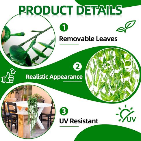 Artificial Hanging Plants for Shelf, 6 Pack Fake Potted Greenery Plant Faux Eucalyptus Vine, Mandala Vine, String of Pearls,Pea pod Leaves,Ivy Vine,Persian Grass Fern in Pot for Home Décor in Saudi Arabia