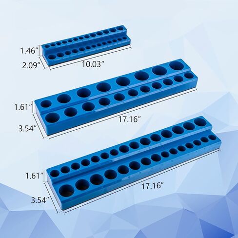 مجموعة منظم المقبس المغناطيسي، 1/4 بوصة، 3/8 بوصة، 1/2 بوصة حامل مقبس متري للمحرك، صواني مأخذ لصندوق الأدوات وعربة الأدوات، تحمل 75 قطعة من المقابس ذات الحجم القياسي (المقابس غير متضمنة) in Kuwait