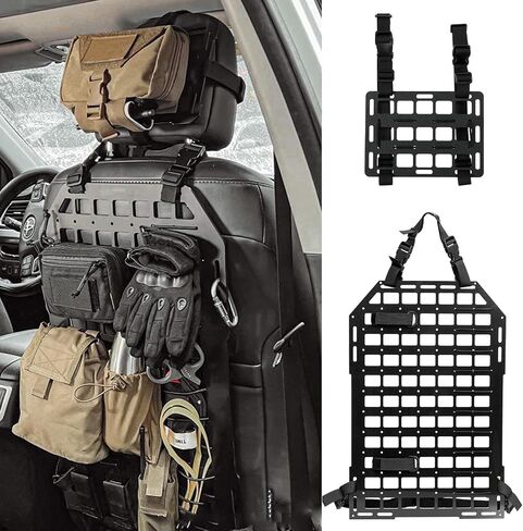 Tactical Car Seat Back Organizer with 6 Different Size Molle Seat Back Organizers Detachable Pouches for Most Vehicle Molle Panel Tactical Accessories in Saudi Arabia