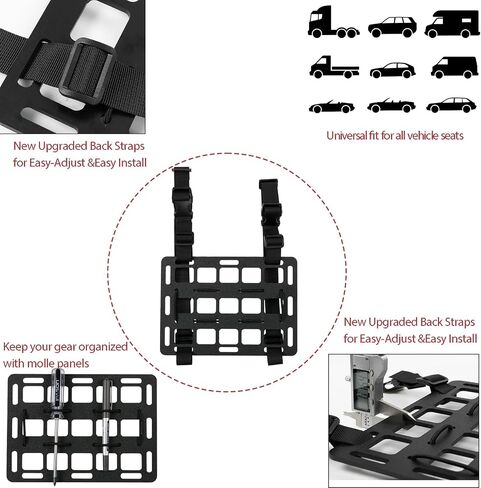 Tactical Car Seat Back Organizer with 6 Different Size Molle Seat Back Organizers Detachable Pouches for Most Vehicle Molle Panel Tactical Accessories in Saudi Arabia