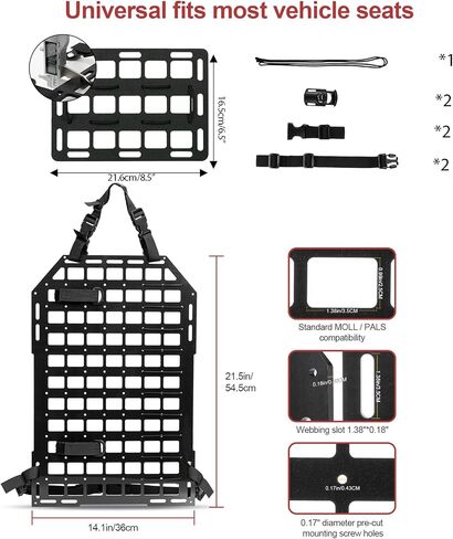 Tactical Car Seat Back Organizer with 6 Different Size Molle Seat Back Organizers Detachable Pouches for Most Vehicle Molle Panel Tactical Accessories in Saudi Arabia