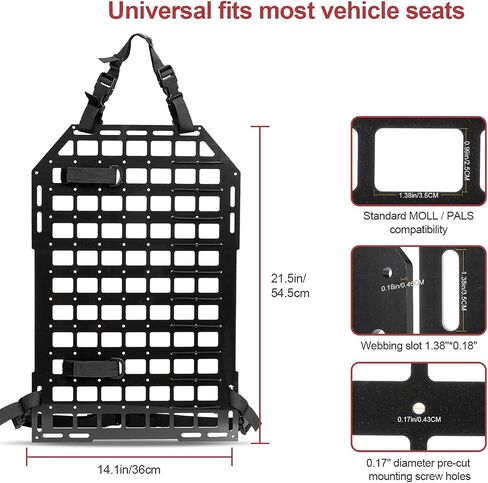 Tactical Car Seat Back Organizer with 6 Different Size Molle Seat Back Organizers Detachable Pouches for Most Vehicle Molle Panel Tactical Accessories in Saudi Arabia
