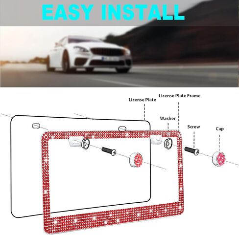 Black Bling License Plate Frame 2 Pack Rhinestone License Plate Frame Car License Plate Frame Sparkly License Plate Frame Holder Bedazzled Glitter License Plate Frame Universal Fit Car Front Rear in Kuwait