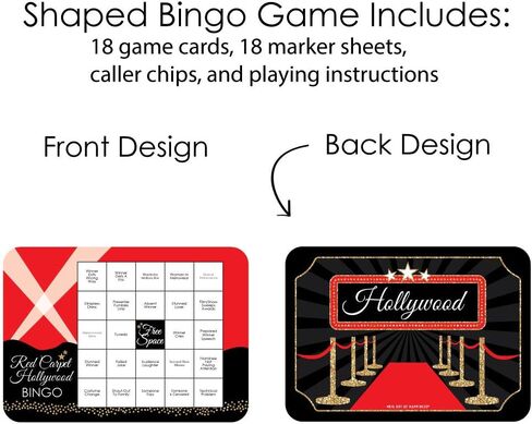 Big Dot of Happiness Red Carpet Hollywood - Award Show Bingo Cards and Markers - Movie Night Party Bingo Game - Set of 18 in Saudi Arabia