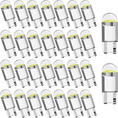 30 PCS T10 Car 194 LED Bulb, 6000K Super Bright 168 2825 W5W Wedge-shaped LED License Plate Light Map Light, 360-degree Lighting Accessories Without Blind Spots, for Most Cars (White) in Saudi Arabia