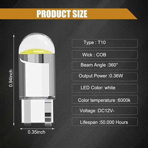 30 PCS T10 Car 194 LED Bulb, 6000K Super Bright 168 2825 W5W Wedge-shaped LED License Plate Light Map Light, 360-degree Lighting Accessories Without Blind Spots, for Most Cars (White) in Saudi Arabia