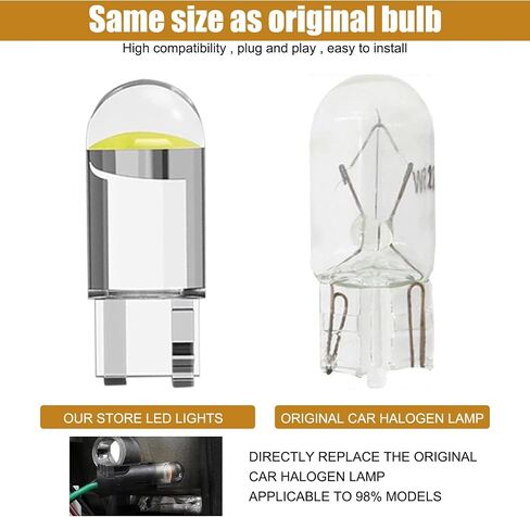 30 PCS T10 Car 194 LED Bulb, 6000K Super Bright 168 2825 W5W Wedge-shaped LED License Plate Light Map Light, 360-degree Lighting Accessories Without Blind Spots, for Most Cars (White) in Saudi Arabia
