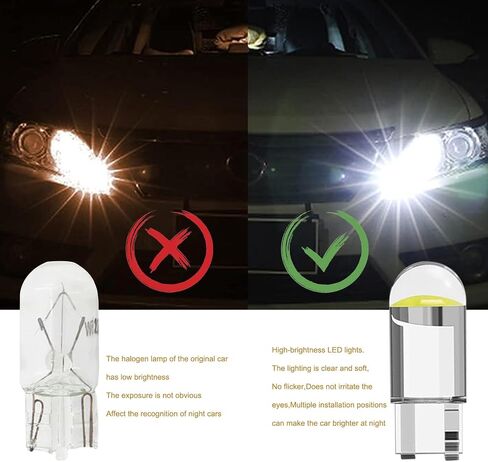 30 PCS T10 Car 194 LED Bulb, 6000K Super Bright 168 2825 W5W Wedge-shaped LED License Plate Light Map Light, 360-degree Lighting Accessories Without Blind Spots, for Most Cars (White) in Saudi Arabia