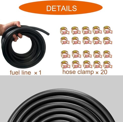 5/16" ID Fuel Line Hose 20FT with 20PCS Hose Clamps NBR Hose for Fuel Systems Engines Tube Hose in Saudi Arabia