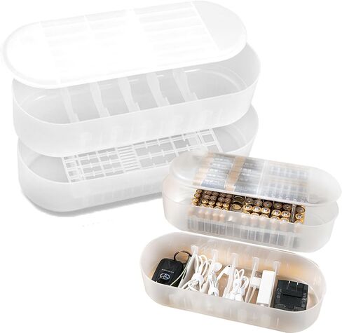 حالة تخزين منظم البطارية الشفاف مع صندوق منظم شاحن شفاف لـ AA-AAAA C D 9V منظم تخزين البطارية سلك شاحن الكابل in Kuwait