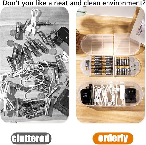 حالة تخزين منظم البطارية الشفاف مع صندوق منظم شاحن شفاف لـ AA-AAAA C D 9V منظم تخزين البطارية سلك شاحن الكابل in Kuwait