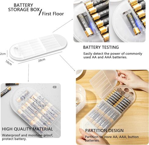 حالة تخزين منظم البطارية الشفاف مع صندوق منظم شاحن شفاف لـ AA-AAAA C D 9V منظم تخزين البطارية سلك شاحن الكابل in Kuwait