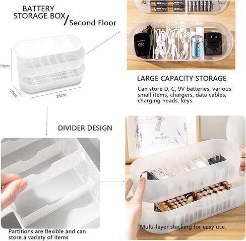 حالة تخزين منظم البطارية الشفاف مع صندوق منظم شاحن شفاف لـ AA-AAAA C D 9V منظم تخزين البطارية سلك شاحن الكابل in Kuwait