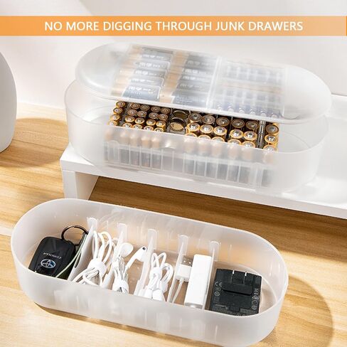 حالة تخزين منظم البطارية الشفاف مع صندوق منظم شاحن شفاف لـ AA-AAAA C D 9V منظم تخزين البطارية سلك شاحن الكابل in Kuwait