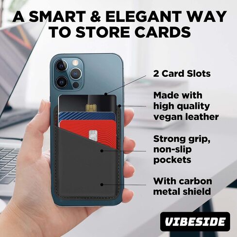 Magsafe Wallet Compatible with iPhone 14 & iPhone 13 Pro Max – Mag Safe Secure Credit Card Holder – Vegan Leather. Magnetic Card Wallet Holder - Apple iPhone 14,13,12 Compatible in Saudi Arabia