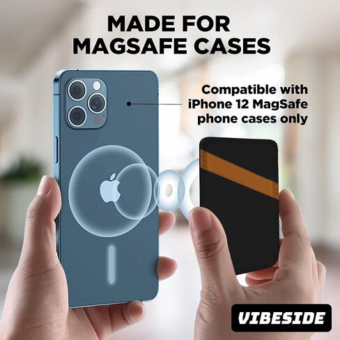 Magsafe Wallet Compatible with iPhone 14 & iPhone 13 Pro Max – Mag Safe Secure Credit Card Holder – Vegan Leather. Magnetic Card Wallet Holder - Apple iPhone 14,13,12 Compatible in Saudi Arabia