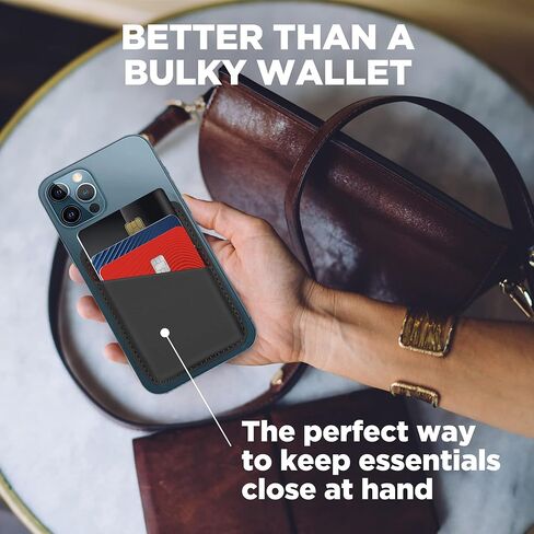 Magsafe Wallet Compatible with iPhone 14 & iPhone 13 Pro Max – Mag Safe Secure Credit Card Holder – Vegan Leather. Magnetic Card Wallet Holder - Apple iPhone 14,13,12 Compatible in Saudi Arabia