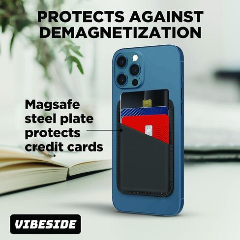 Magsafe Wallet Compatible with iPhone 14 & iPhone 13 Pro Max – Mag Safe Secure Credit Card Holder – Vegan Leather. Magnetic Card Wallet Holder - Apple iPhone 14,13,12 Compatible in Saudi Arabia