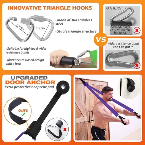 شريط شريط المقاومة، 4 أشرطة مقاومة مع شريط للرجال والنساء، قضبان تدريب القوة بوزن 300 رطل للضغط على الصدر والقرفصاء المميت، أشرطة تمرين بمقابض، معدات تمرين منزلية محمولة in Kuwait