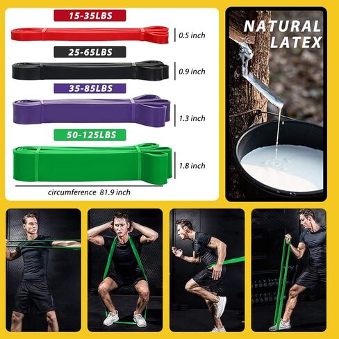 شريط شريط المقاومة، 4 أشرطة مقاومة مع شريط للرجال والنساء، قضبان تدريب القوة بوزن 300 رطل للضغط على الصدر والقرفصاء المميت، أشرطة تمرين بمقابض، معدات تمرين منزلية محمولة in Kuwait