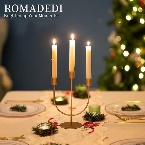 Romadedi Modern Candelabra Black Candle Holders - 3 Arm Wedding Candlestick Holder for Theme Party Table Centrepiece Decor Dining Room Birthday Holiday Christmas in Saudi Arabia