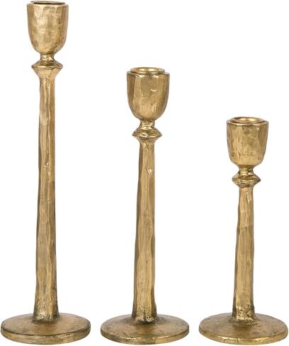 NIKKY HOME Gold Taper Candle Holders Set of 3, Antique Decorative Resin Candlesticks Centerpieces Decor for Dining Room Table Wedding Party Mantle Fireplace in Saudi Arabia