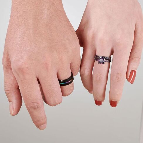 SHELOVES Black Plated Couples Women Purple Wedding Rings Sets His and Hers Men Tungsten Wedding Band in Saudi Arabia