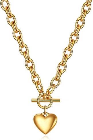 Chunky Gold Silver Plated Heart Choker Layered Heart Chain Necklaces Y2K Grunge Jewelry Gifts for Women in Kuwait