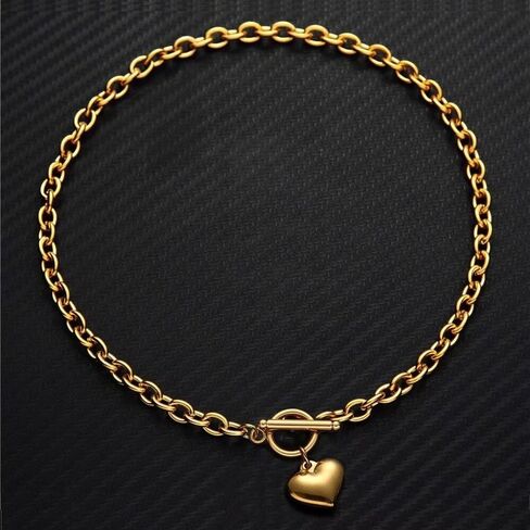 Chunky Gold Silver Plated Heart Choker Layered Heart Chain Necklaces Y2K Grunge Jewelry Gifts for Women in Kuwait