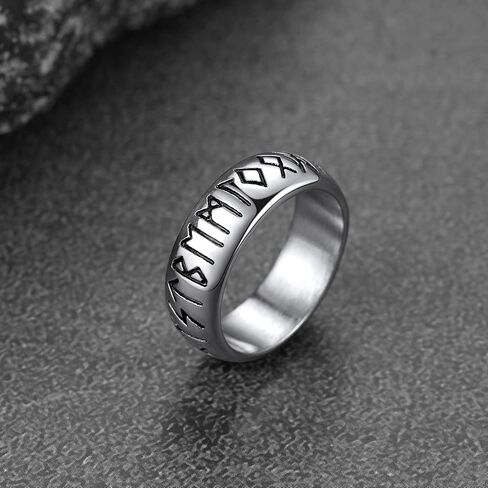 FaithHeart Norse Viking Spinner Runes Ring Stainless Steel/Gold Plated Rotatable Band Rings for Men Women- Can Personalized Engrave in Saudi Arabia